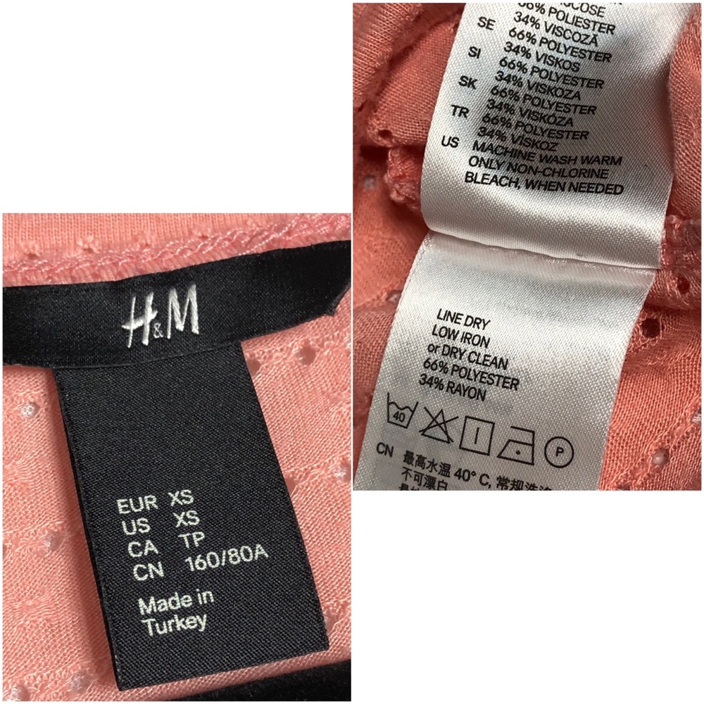 H&M coral pink short sleeve women’s crop top - Picture 3 of 4